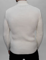 White Cable Knit Half Zip Sweater