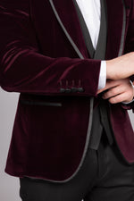 Plum Velvet Tux Three Piece Suit