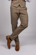 Ted - Tan Tweed Check Trousers