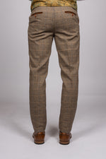 Ted - Tan Tweed Check Trousers