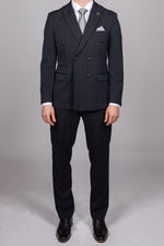 Rocco - Navy Pinstripe Double Breasted Blazer