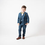 Dion - Childrens Blue Tweed Check Three Piece Suit