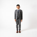 Scott - Childrens Grey Check Three Piece Suit