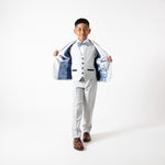 Bromley - Childrens Stone Check Three Piece Suit