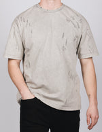 Grey Rip Detail Acid Wash T-Shirt