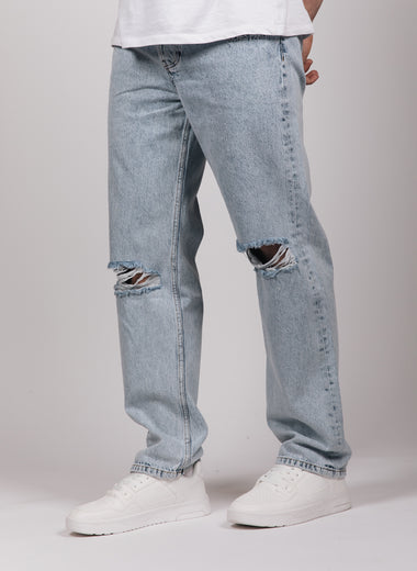 Blue Riches Washed Knee Rip Jeans