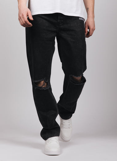 Black Riches Washed Knee Rip Jeans