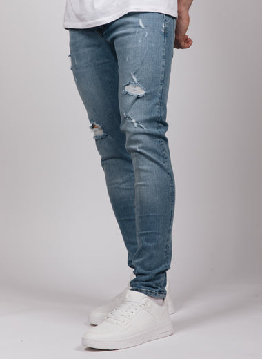 Blue 2Y Ripped Washed Jeans