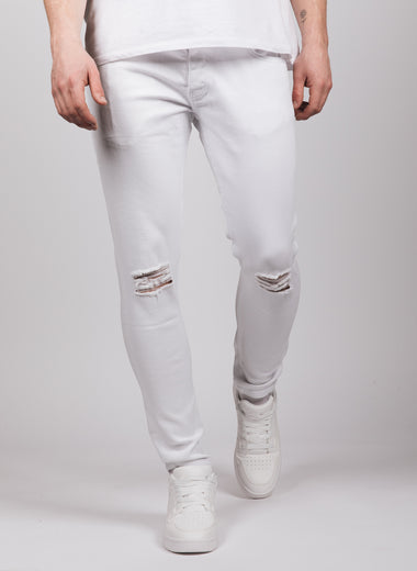 White 2Y Knee Ripped Jeans