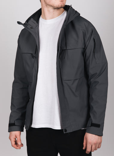 Mid Grey Hooded Windbreaker Jacket