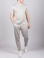 Grey Herringbone Casual T-Shirt