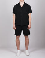 Black Striped Shirt & Short Set