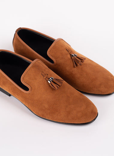 Suede Loafers with Tassel Detail