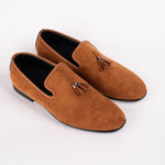 Suede Loafers with Tassel Detail