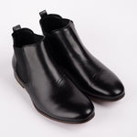 Black Leather Slip On Chelsea Boot
