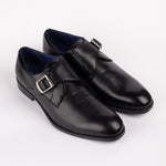 Black Silver Buckle Monk Strap Shoes