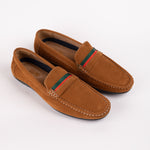 Green & Red Stipe Detail Suede Loafer