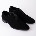 Black Faux Suede Oxford Shoe