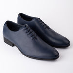 Navy Leather Wholecut Oxford Shoe