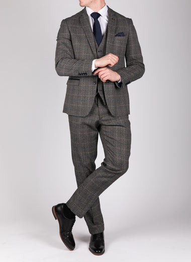 Scott - Grey Tweed Check Trousers