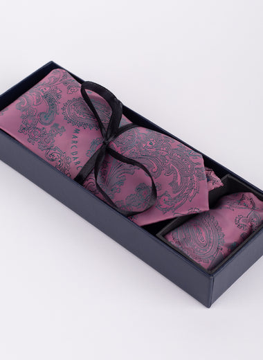 Paisley - Pink Tie & Pocket Square Set