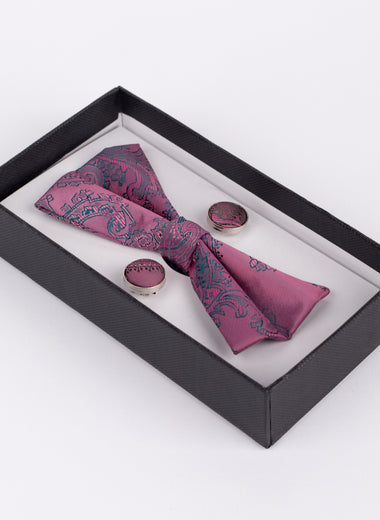 Paisley - Pink Bow Tie & Pocket Square Set