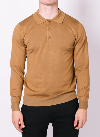 Camel Half Button Sweater