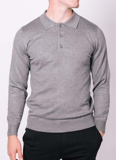 Grey Half Button Sweater