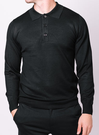 Black Half Button Sweater