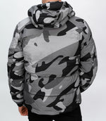 Grey Camo Print Puffer Jacket