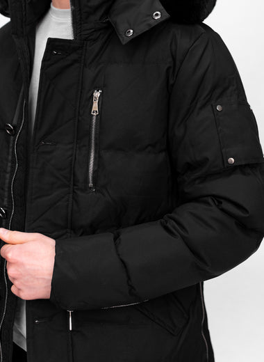 Black Zip Detail Fur Hooded Jacket