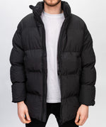 Black Zip-Up Puffer Jacket