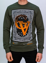 Khaki & Orange Diamante GV Ombre Sweatshirt