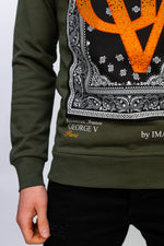 Khaki & Orange Diamante GV Ombre Sweatshirt