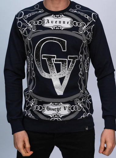 Navy Diamante GV Ombre Sweatshirt