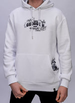 White Graffiti Teddy Hoodie