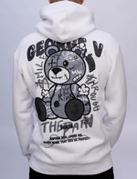 White Graffiti Teddy Hoodie