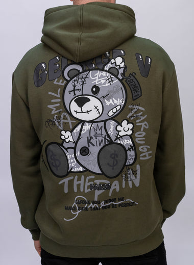 Khaki Graffiti Teddy Hoodie