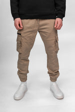 Beige Stretch Cuffed Cargos