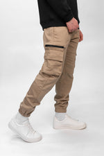 Beige Stretch Cuffed Cargos