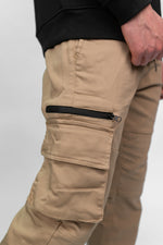 Beige Stretch Cuffed Cargos