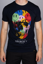 George V Diamante Multicolour Smiley Skull T-Shirt