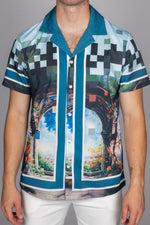 Pixelated Renaissance Painting Print Shirt