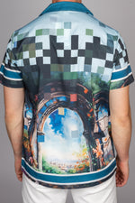 Pixelated Renaissance Painting Print Shirt