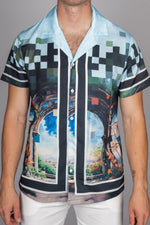 Pixelated Renaissance Painting Print Shirt