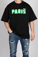 Neon Paris Print T-Shirt in Black