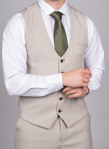 HM5 - Stone Single Breasted Waistcoat