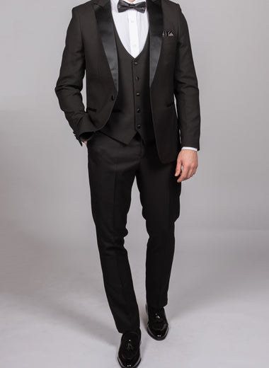 Dalton - Black Tux Lapel Diamond Blazer