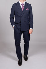 Bromley - Navy Double Breasted Check Blazer