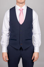 Bromley - Navy Single Breasted Check Waistcoat